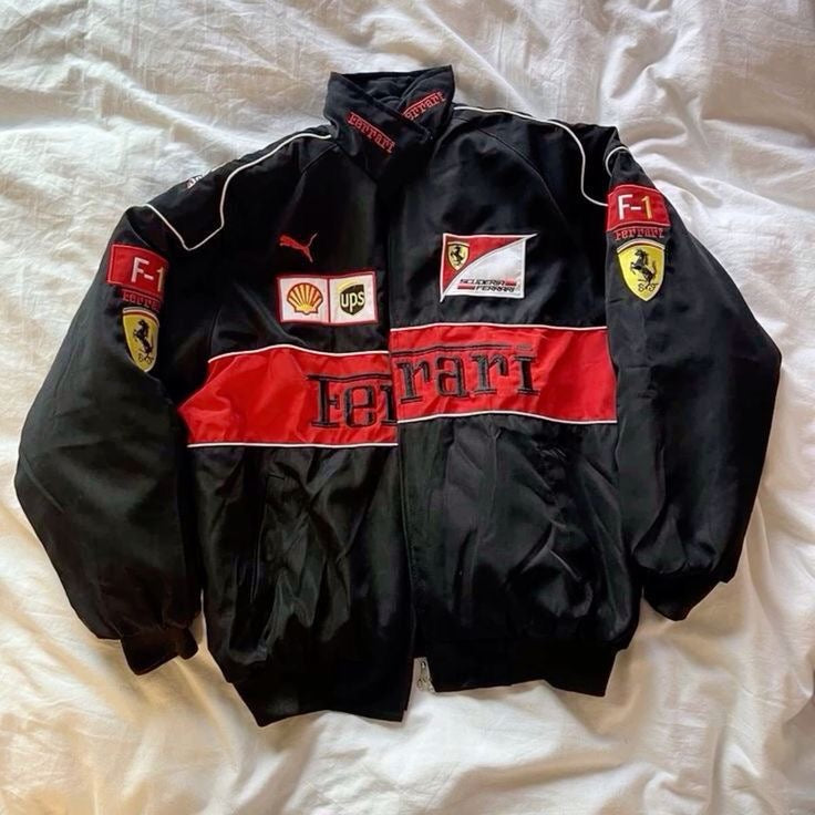 BLACK FERRARI SCUDERIA F1 RACING PARACHUTE JACKET