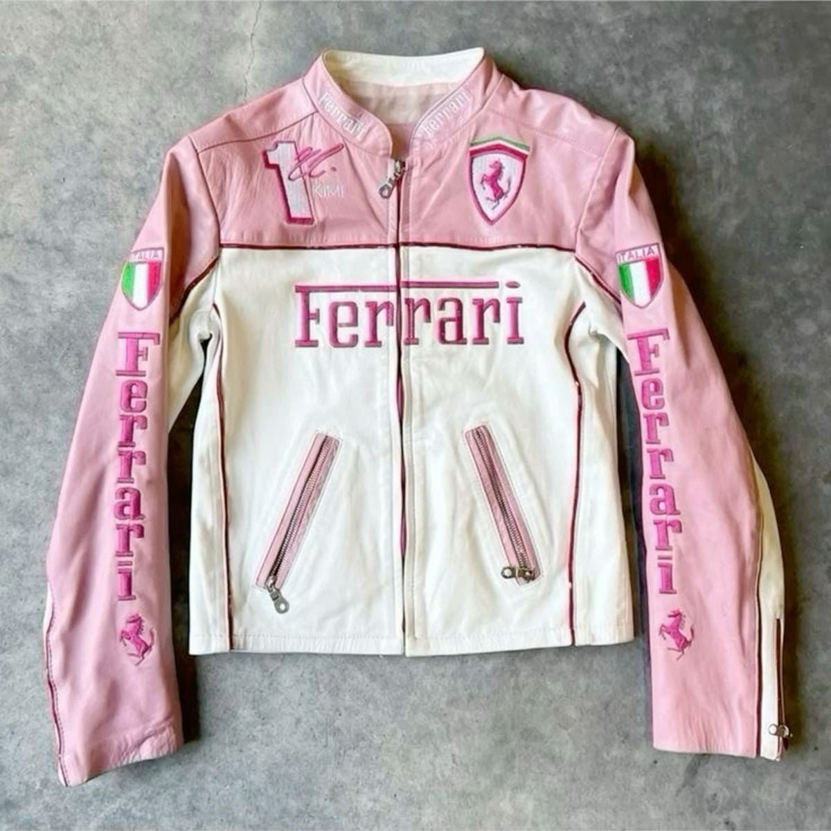 FERRARI LEATHER JACKET (PINK)