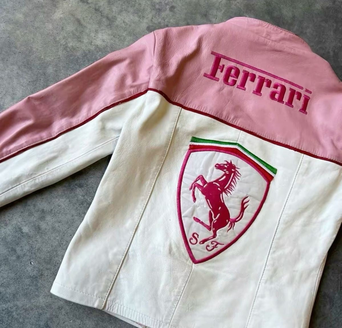 FERRARI LEATHER JACKET (PINK)