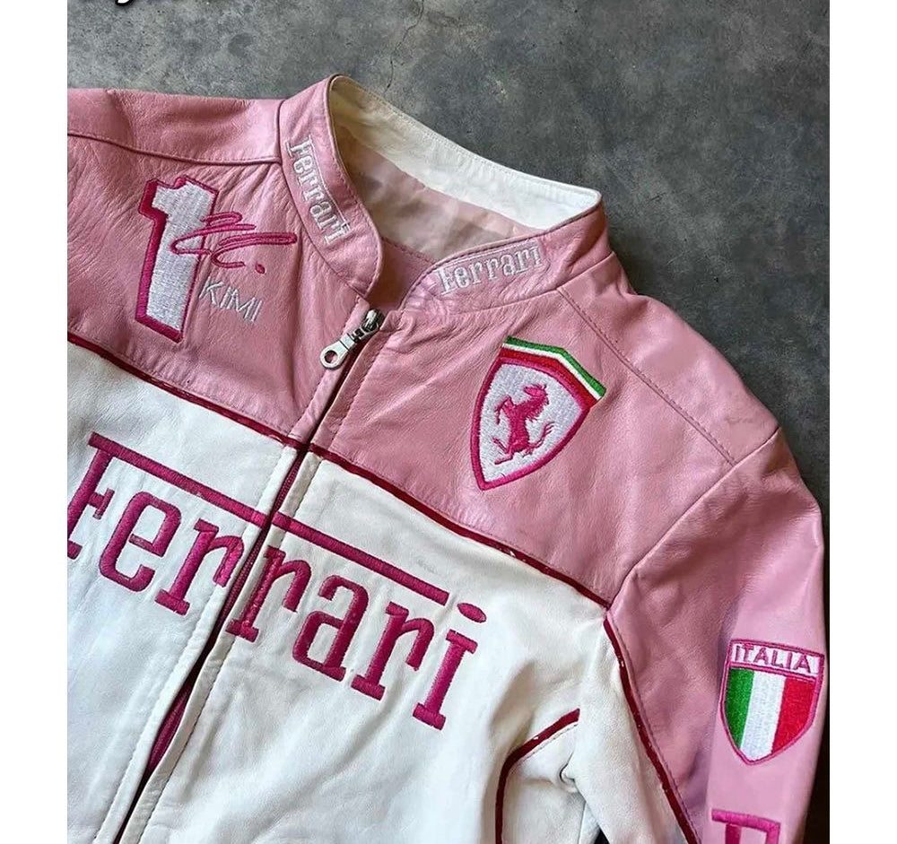 FERRARI LEATHER JACKET (PINK)